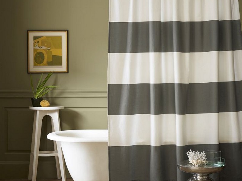 Gray Striped Shower Curtain