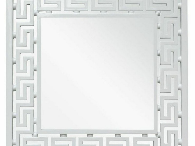 Greek Key Mirror White