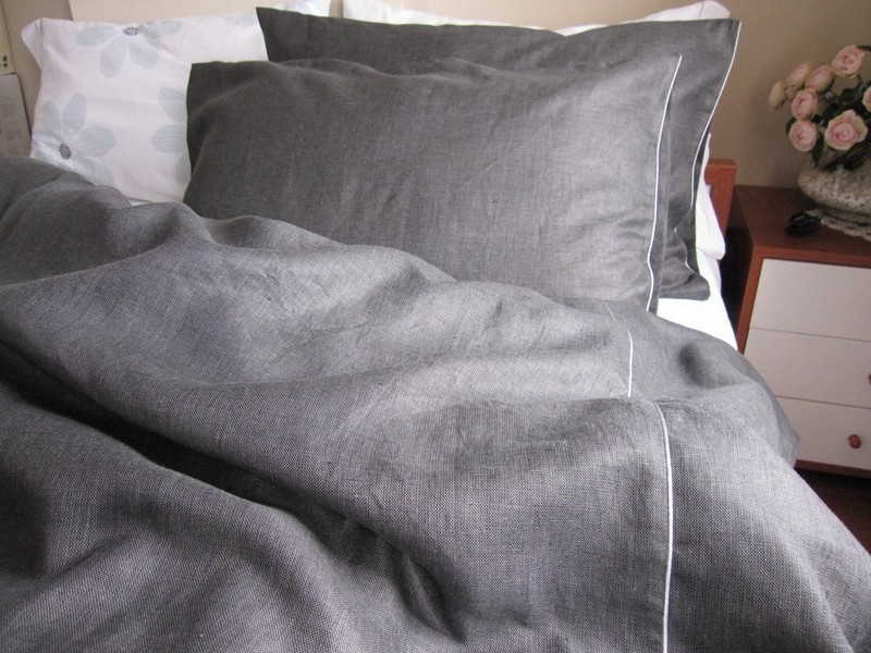 Grey Linen Duvet Cover Queen