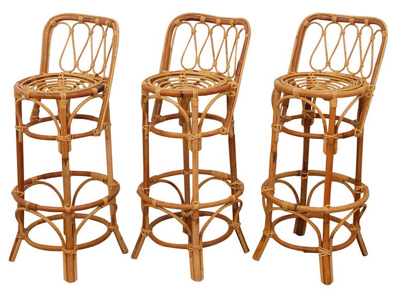 Grey Rattan Bar Stools