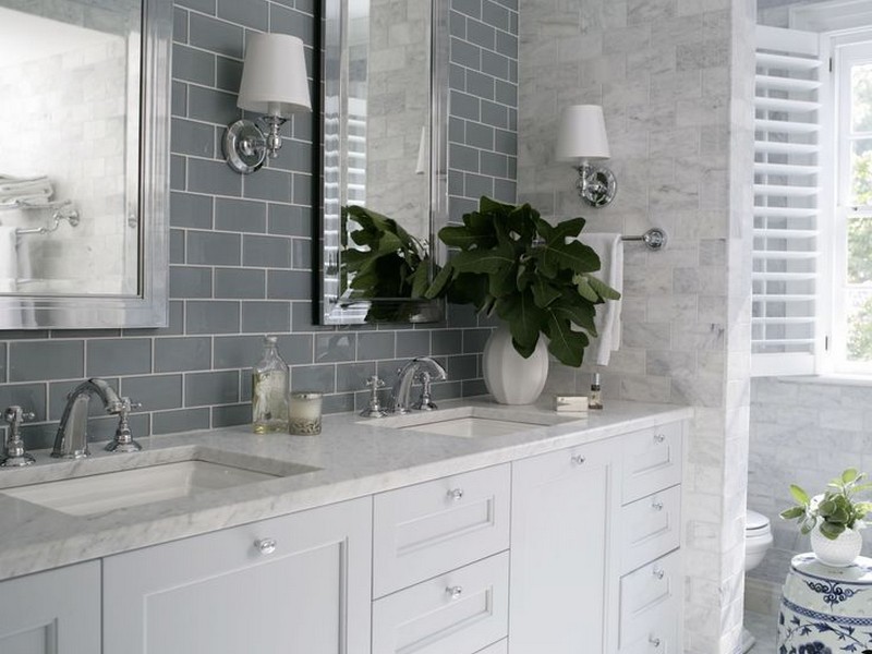 Grey Subway Tile In Bathroom