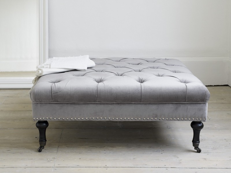 Grey Tufted Ottoman