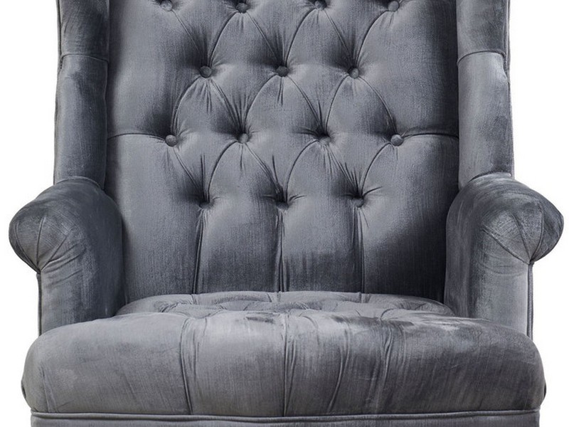Grey Velvet Wingback Chair