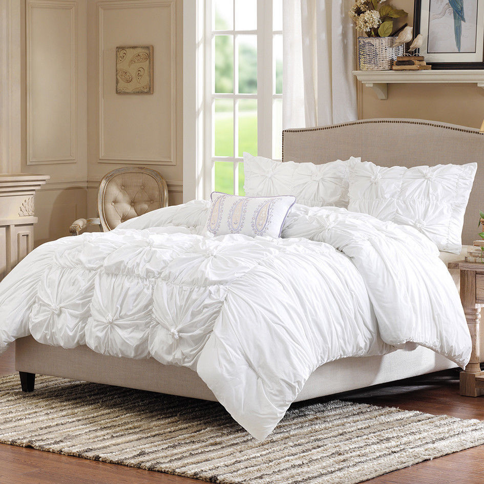 Hadley Ruched Duvet Cover Sham White