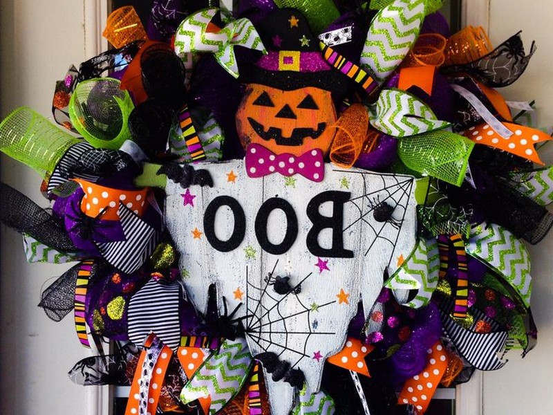 Halloween Geo Mesh Wreaths