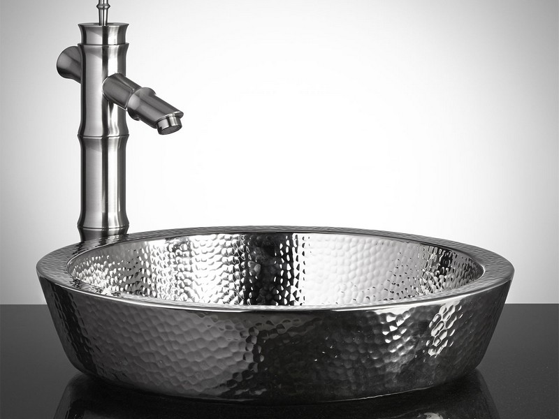 Hammered Stainless Steel Bathroom Sink