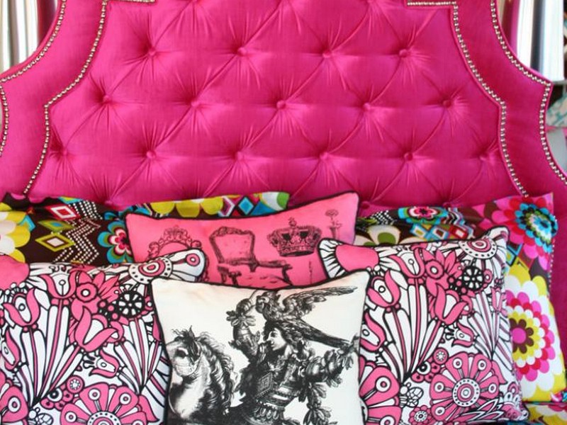 Hot Pink Upholstered Bed