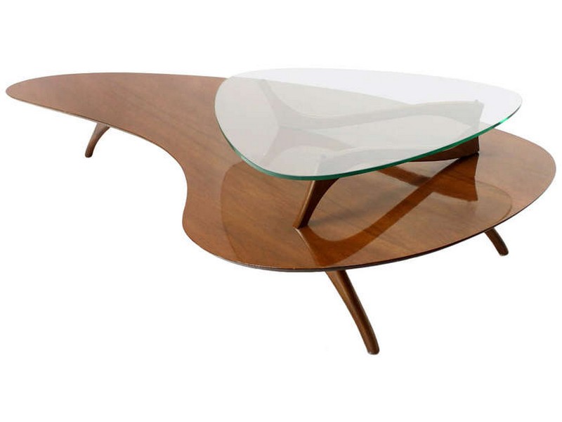 Kidney Shaped Coffee Table With Glass Top