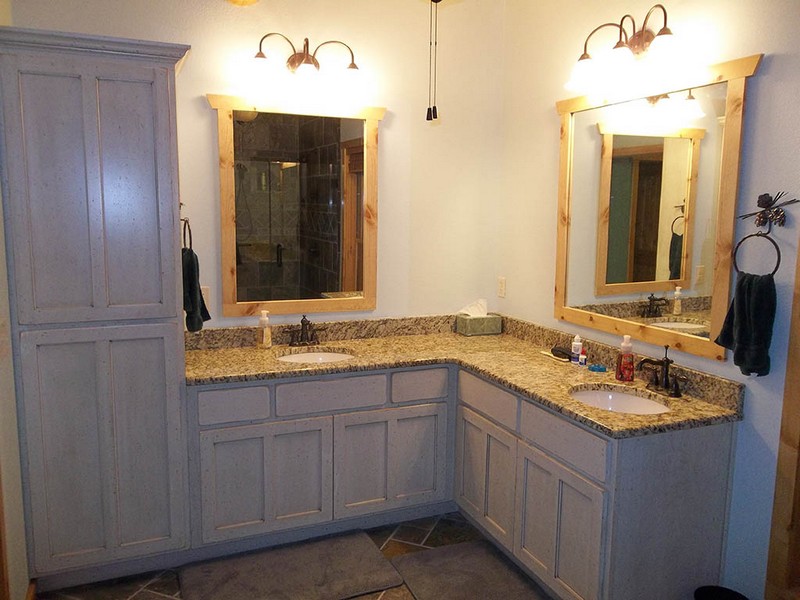 L Shaped Double Sink Bathroom Vanity