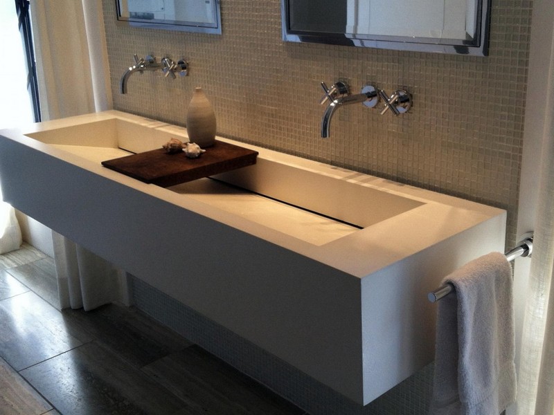 Large Bathroom Sinks With Two Faucets