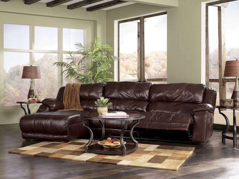 Large Brown Leather Sectional