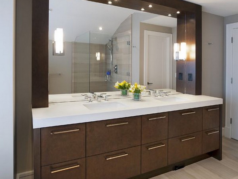 Large Espresso Bathroom Mirror