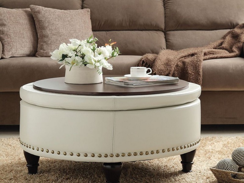 Large Round Cocktail Ottoman