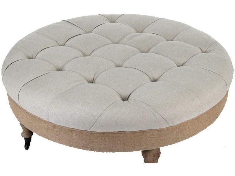 Large Round Upholstered Ottoman