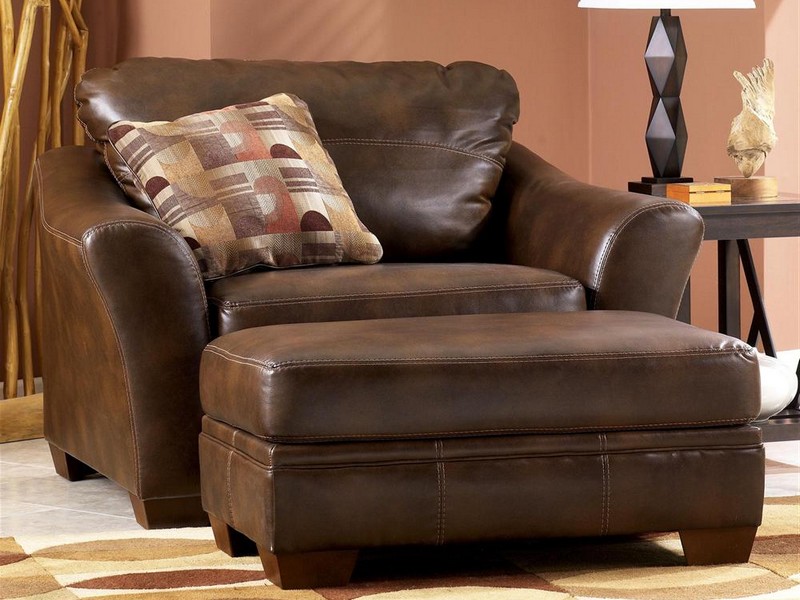 Leather Chair And A Half With Ottoman