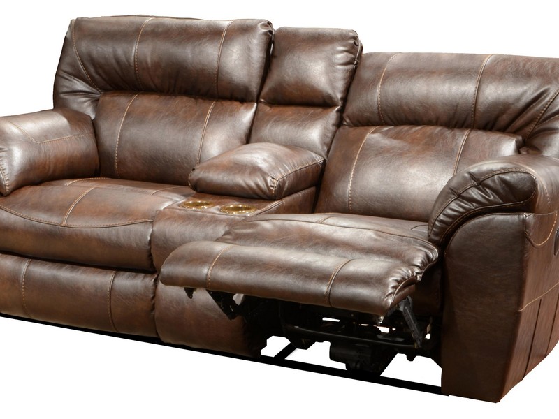 Leather Loveseat Recliner With Console