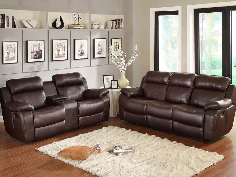 Leather Recliner Sofa With Cup Holders