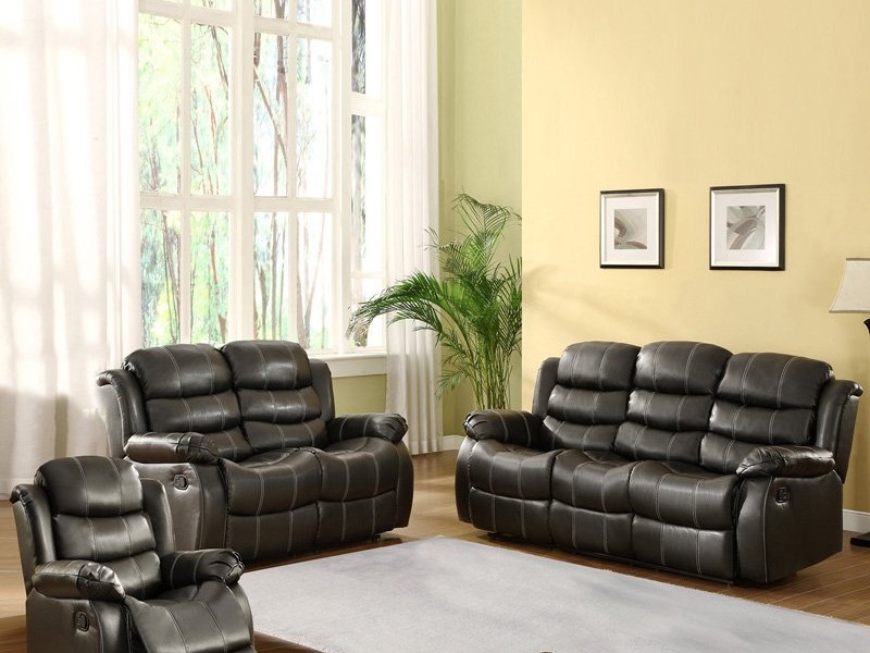 Leather Reclining Sofa Set