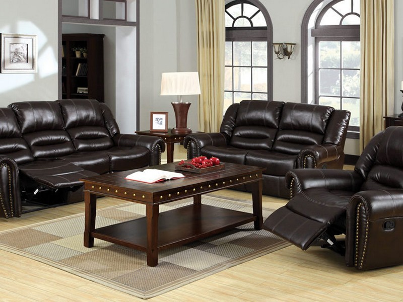 Leather Reclining Sofa With Cup Holders