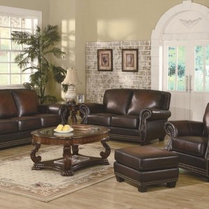 Leather Reclining Sofa With Fold Down Console