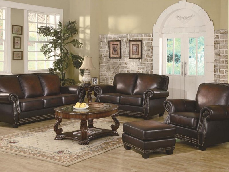 Leather Reclining Sofa With Fold Down Console