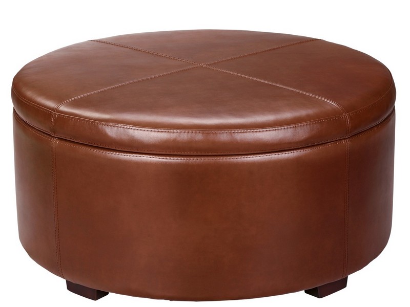 Leather Round Ottoman