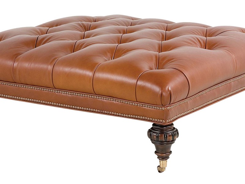 Leather Tufted Ottoman