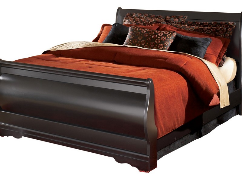 Leather Upholstered King Sleigh Bed