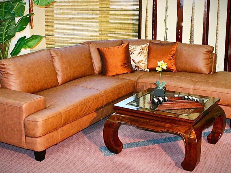 Light Brown Leather Sofa Set