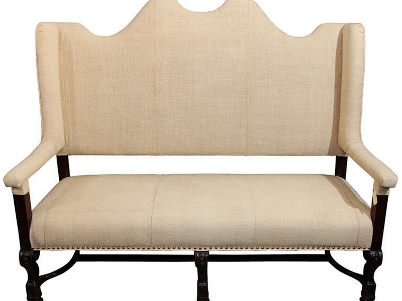 Linen High Back Settee