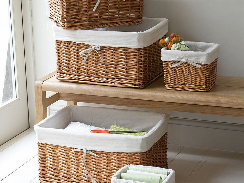 Linen Lined Wicker Baskets