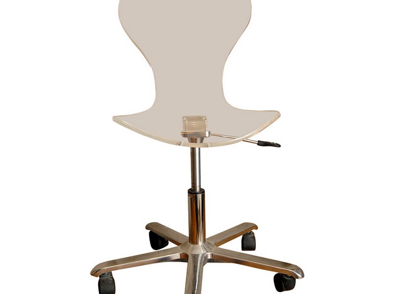 Lucite Desk Chair With Wheels