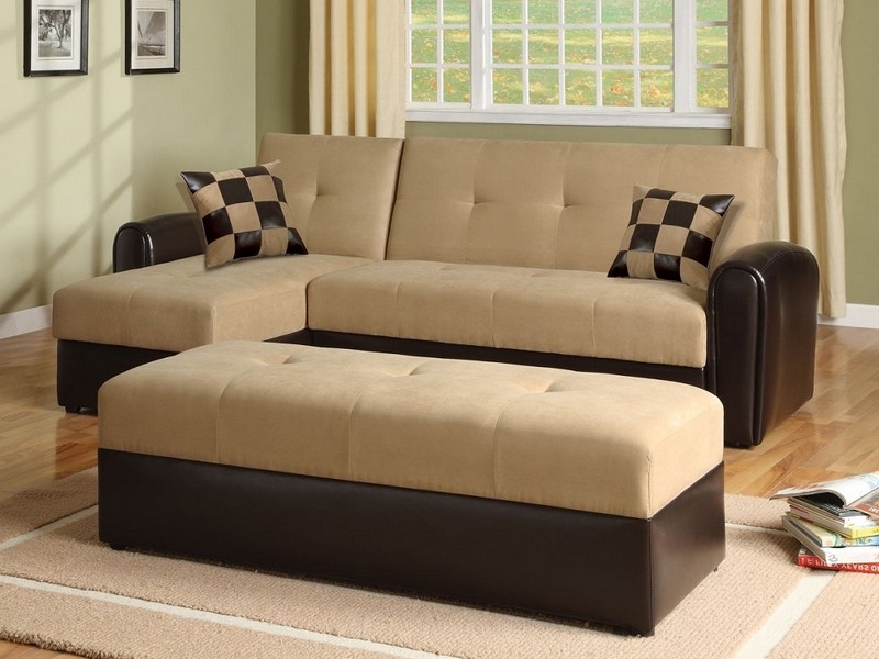 Microfiber Sofa Bed Sleeper Couch Set With Storage Chaise