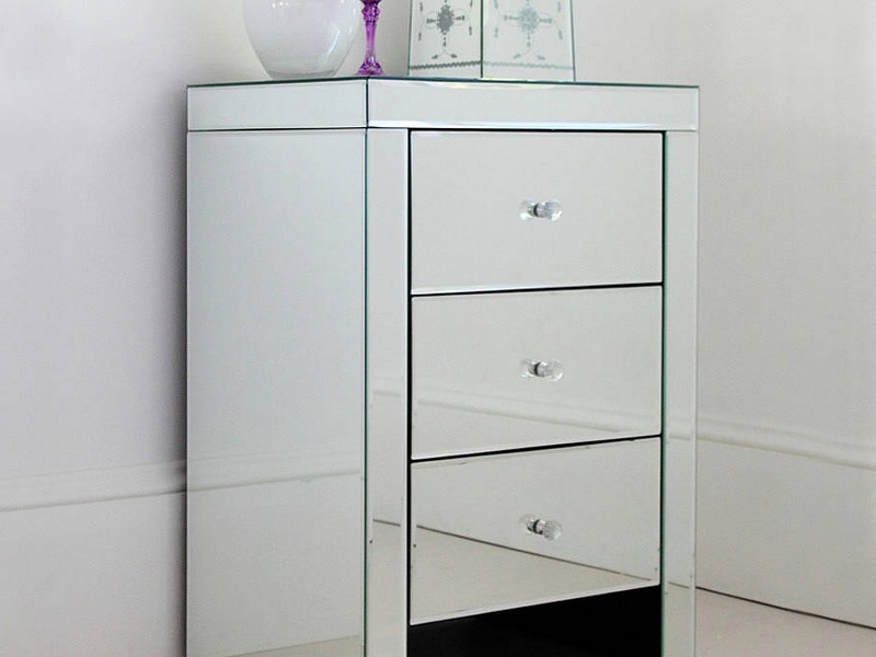 Mirrored Side Tables With Drawers