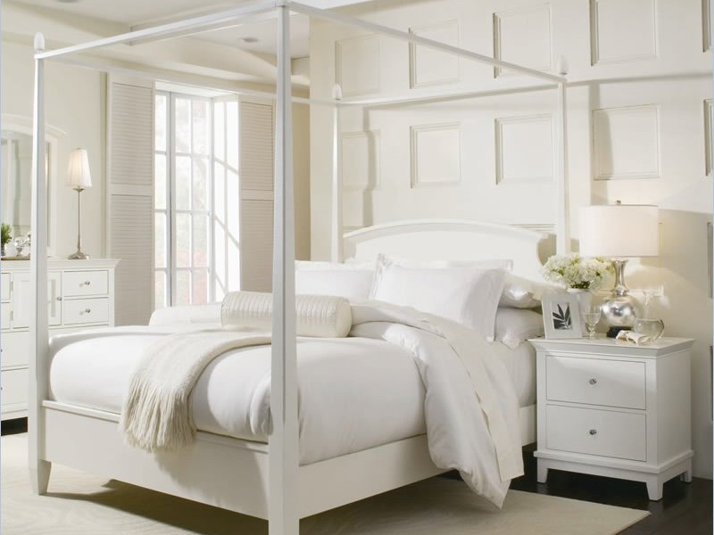 Modern White Four Poster Bed