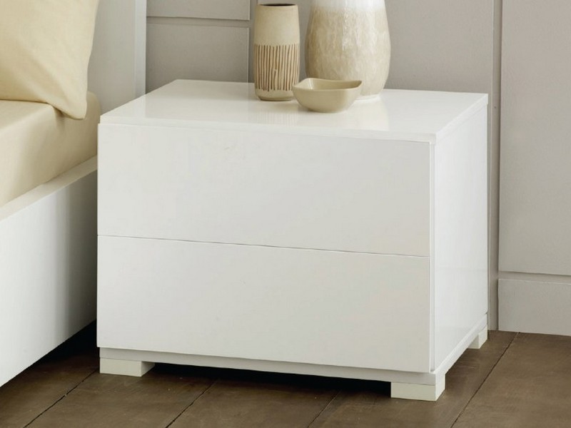 Modern White Lacquer Nightstand
