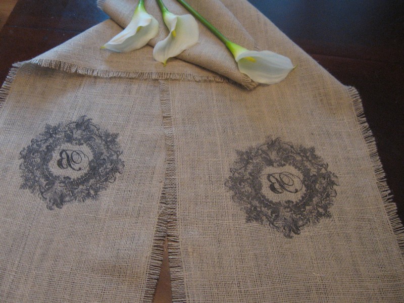 Monogrammed Burlap Table Runner