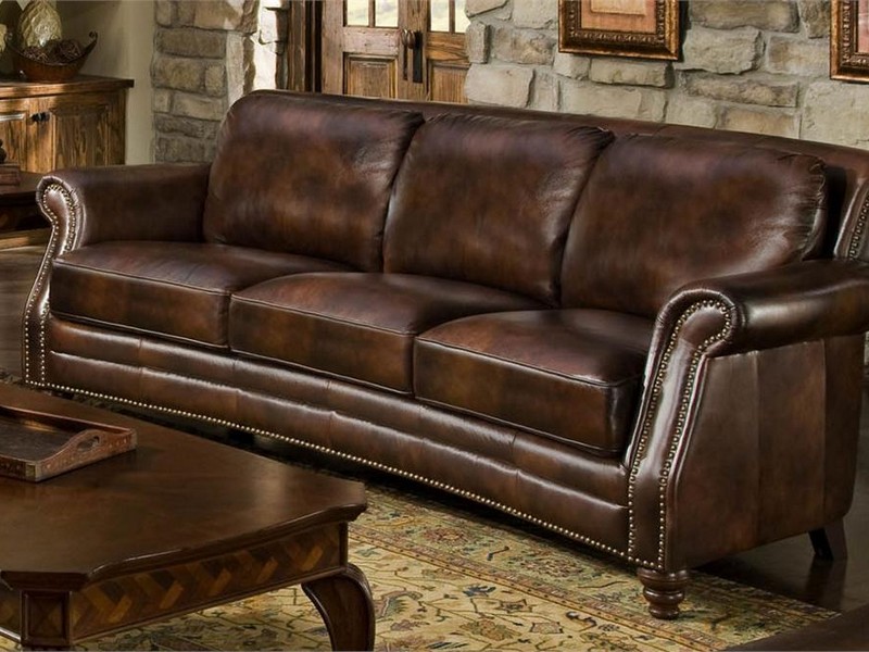 Nailhead Leather Sofa