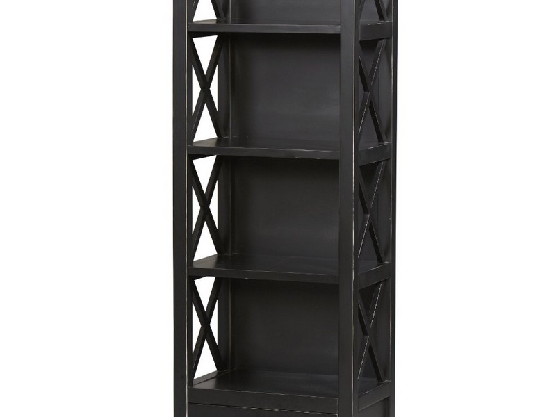 Narrow Black Bookcase