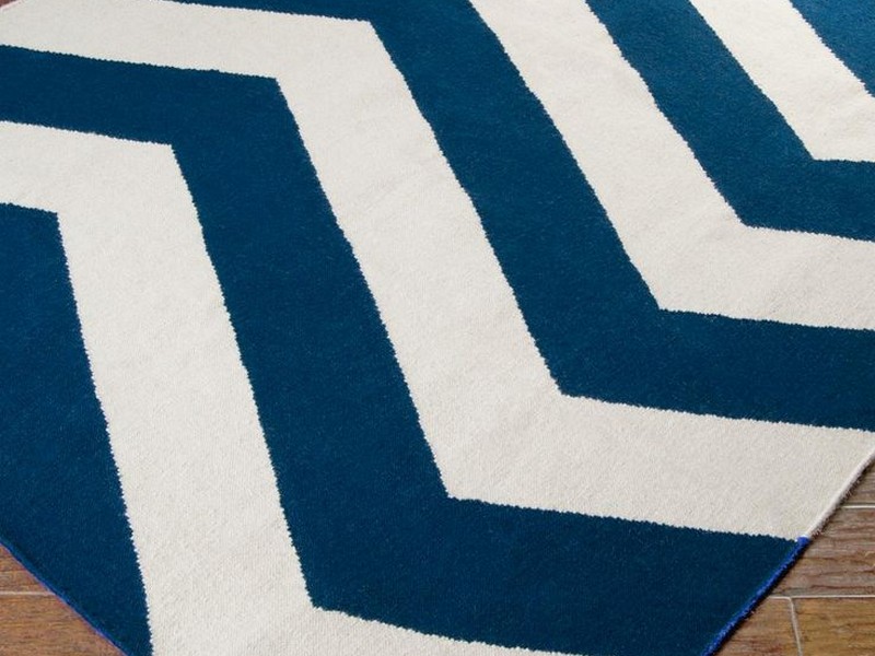 Navy And Cream Chevron Rug