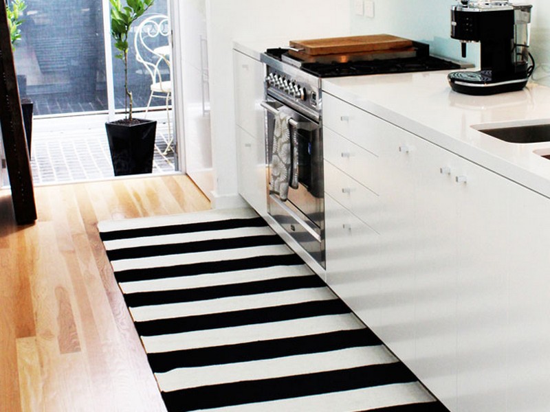 Navy And White Striped Rug