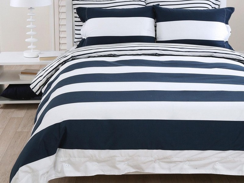 Navy Blue And White Striped Bedding