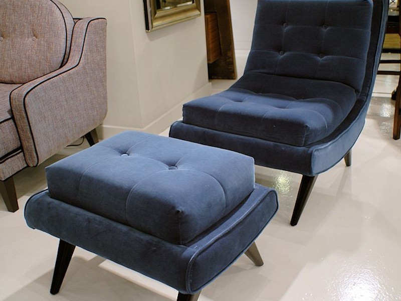 Navy Blue Chair And Ottoman