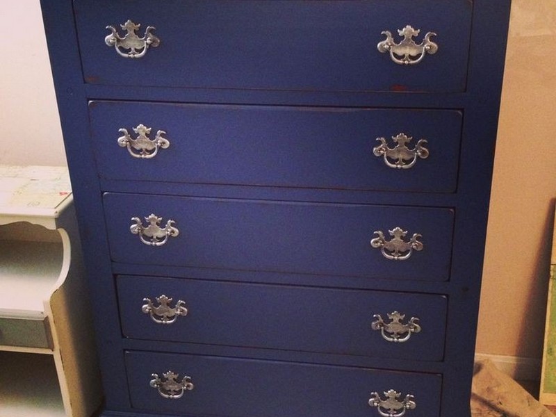 Navy Blue Distressed Dresser