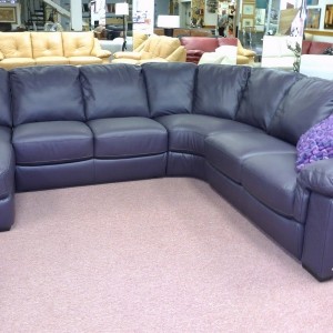 Navy Blue Leather Sectional Sofa