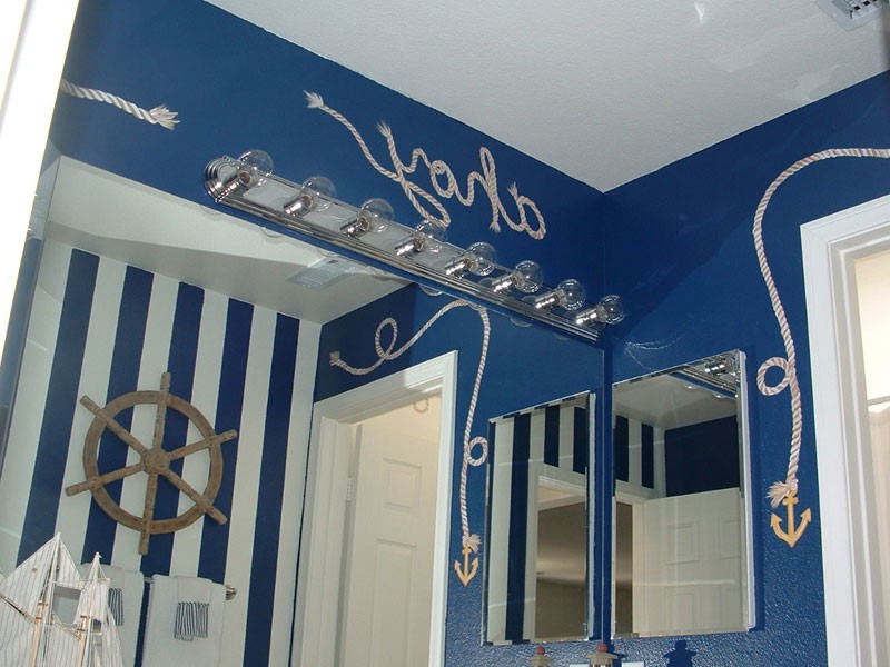 Navy Blue Nautical Bathroom Decor
