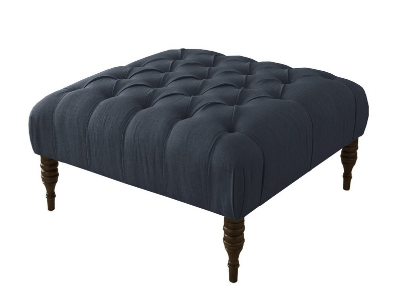 Navy Blue Tufted Ottoman