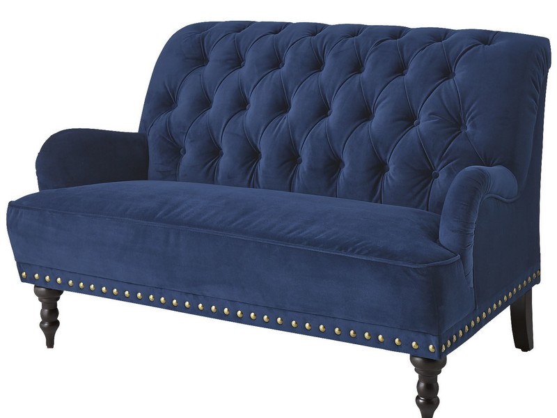 Navy Blue Velvet Loveseat