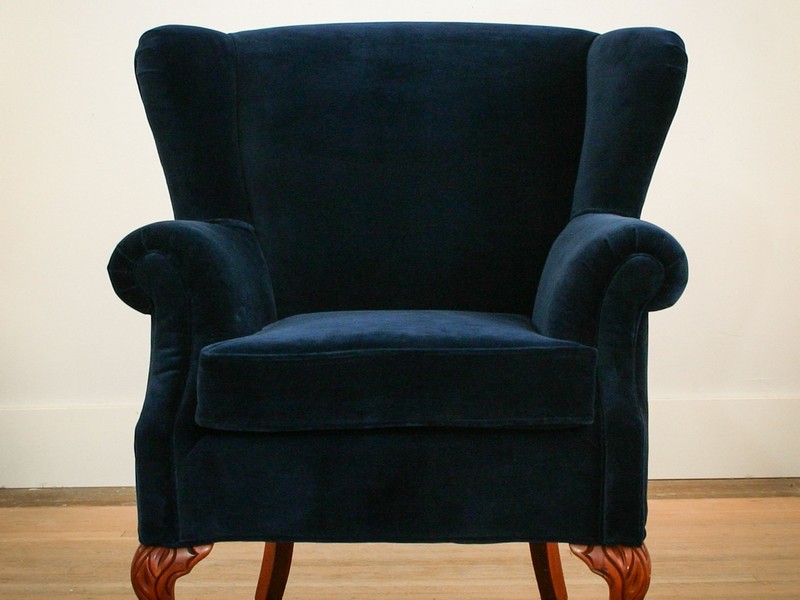 Navy Velvet Wingback Chair