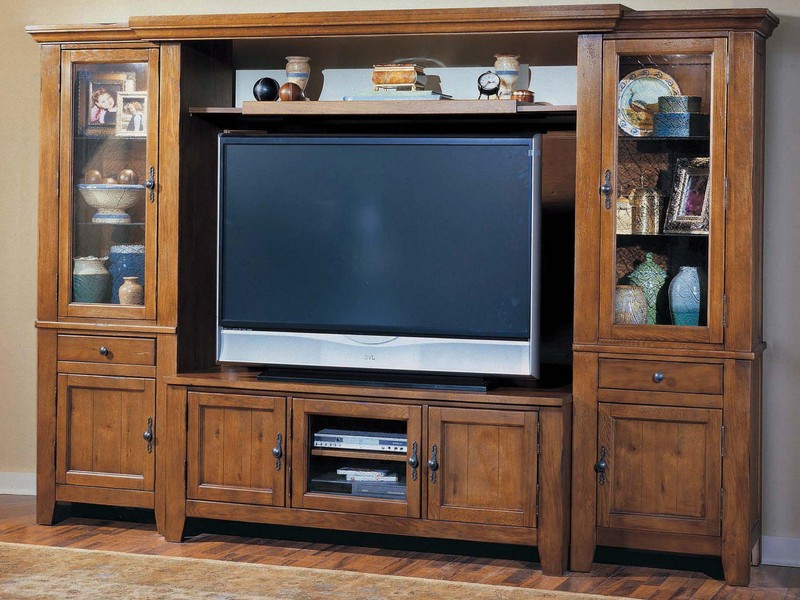 Oak Entertainment Centers Wall Units